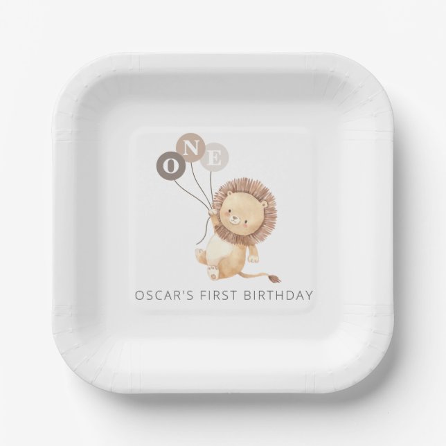 Assiettes En Carton Lion avec 3 ballons Brown (Recto)