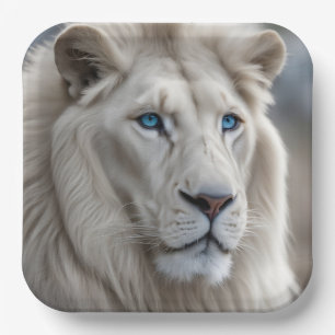 Assiettes En Carton Lion blanc