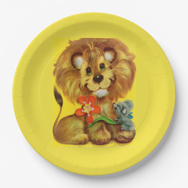 Assiettes En Carton lion et souris (Devant)