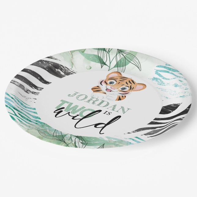Assiettes En Carton Lion Jungle Personnalisé 2e anniversaire (Angle)