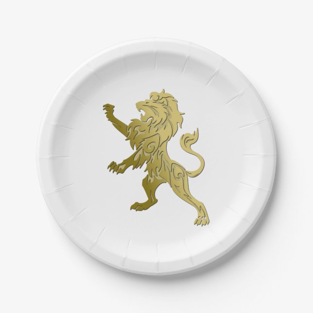 Assiettes En Carton Lion Royal Doré (Devant)