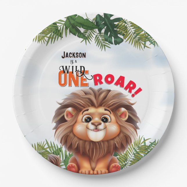 Assiettes En Carton Lion Safari Wild One Anniversaire de enfant (Devant)