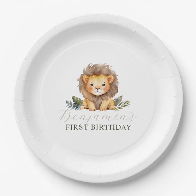 Assiettes En Carton Lion Wild Une Plaque Papier Anniversaire (Devant)