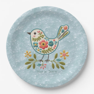 Assiettes En Carton Little Bird Floral Vert Feuille plaque de papier
