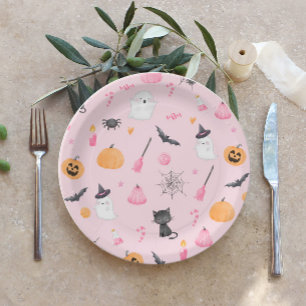 Assiettes En Carton Little Boo est presque attendu baby shower rose