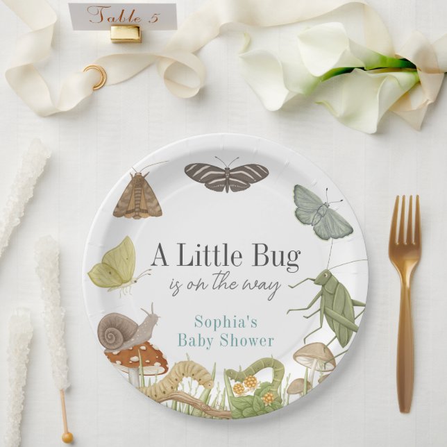 Assiettes En Carton Little Bug Insects Mushroom Boy Baby Shower (Mariage)