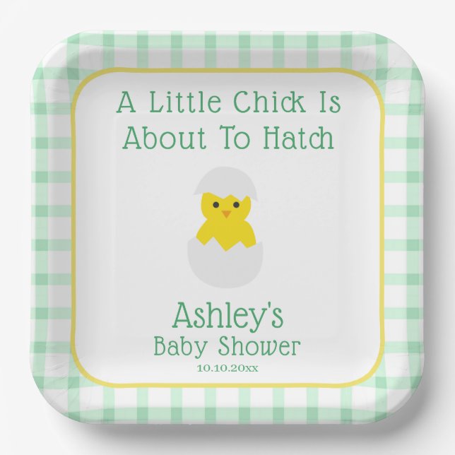 Assiettes En Carton Little Chick To Hatch Gender Neutral Baby Shower (Recto)