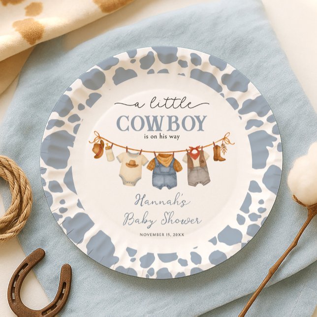 Assiettes En Carton Little Cowboy Western Baby Shower (Créateur téléchargé)