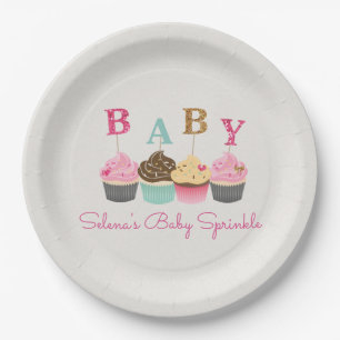 Assiettes En Carton Little Cupcake C'est une fille Bébé Sprinkle ou Do