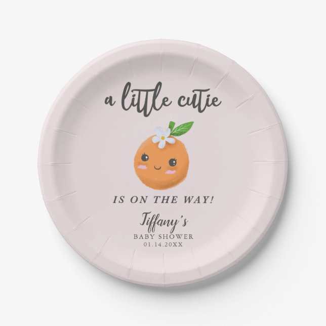 Assiettes En Carton Little Cutie Baby shower rose Clementine (Devant)
