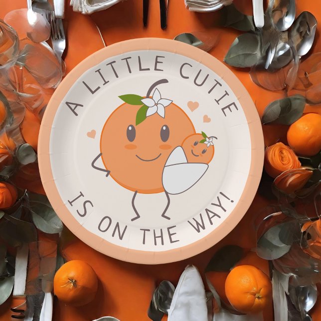 Assiettes En Carton Little Cutie En route | Baby shower orange migre (Créateur téléchargé)