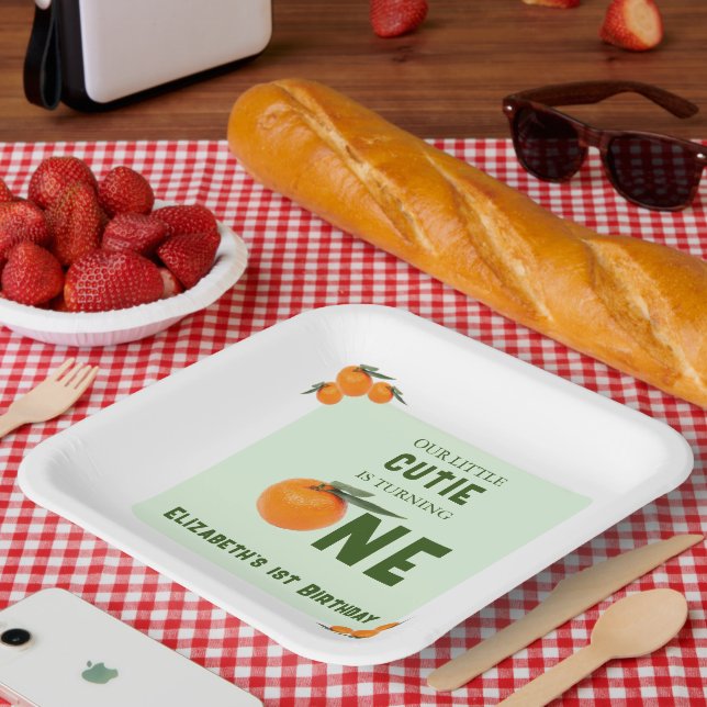 Assiettes En Carton Little Cutie Orange 1er anniversaire (Pique-nique)