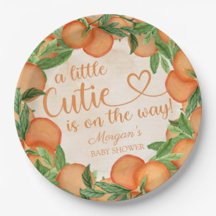 Assiettes En Carton Little Cutie Orange Baby shower neutre de genre