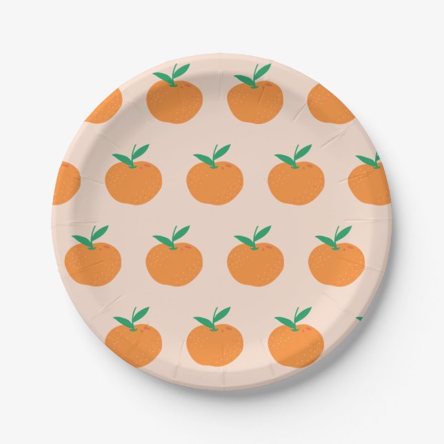 Assiettes En Carton Little Cutie Orange Citrus Premier anniversaire (Devant)
