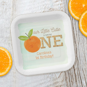 Assiettes En Carton Little Cutie Orange Clementine 1er anniversaire