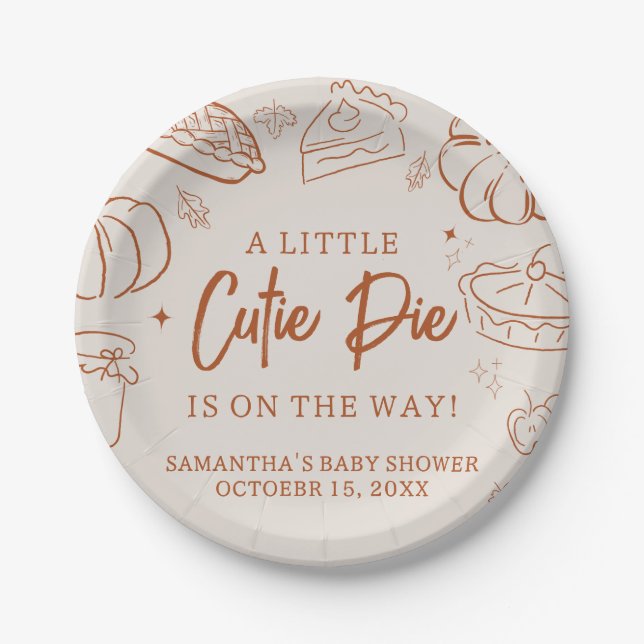 Assiettes En Carton Little Cutie Pie Fall Baby Shower (Devant)