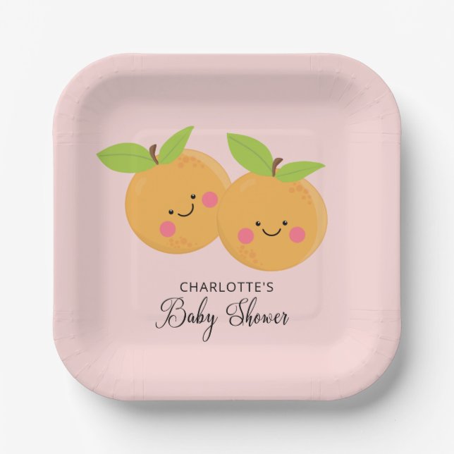 Assiettes En Carton Little Cuties Twins Baby shower (Recto)