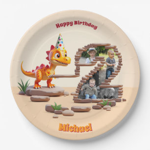 Assiettes En Carton Little Dino Dragon Photo Big Number 2e anniversa