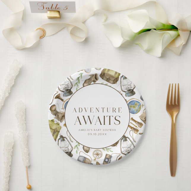 Assiettes En Carton Little Explorer Neutral Personnalisable (Mariage)
