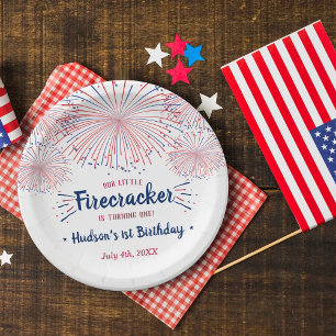 Assiettes En Carton Little Firecracker 4 juillet 1er anniversaire