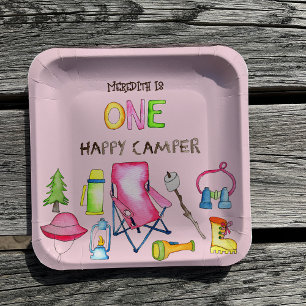 Assiettes En Carton Little Girl One Happy Camper First Birthday Party