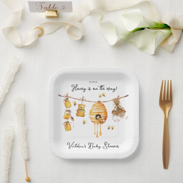 Assiettes En Carton Little Honey Bee Baby shower (Mariage)