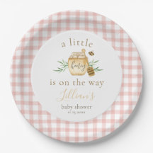 Little Honey On The Way Pink Gingham Baby Shower