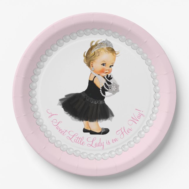 Assiettes En Carton Little Lady Baby shower (Devant)