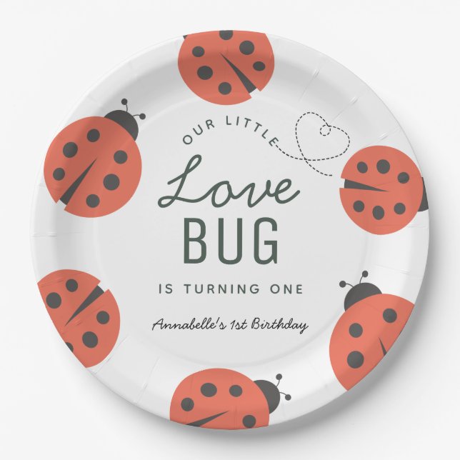 Assiettes En Carton Little Log Bug Ladybug Plaques de papier d'anniver (Devant)