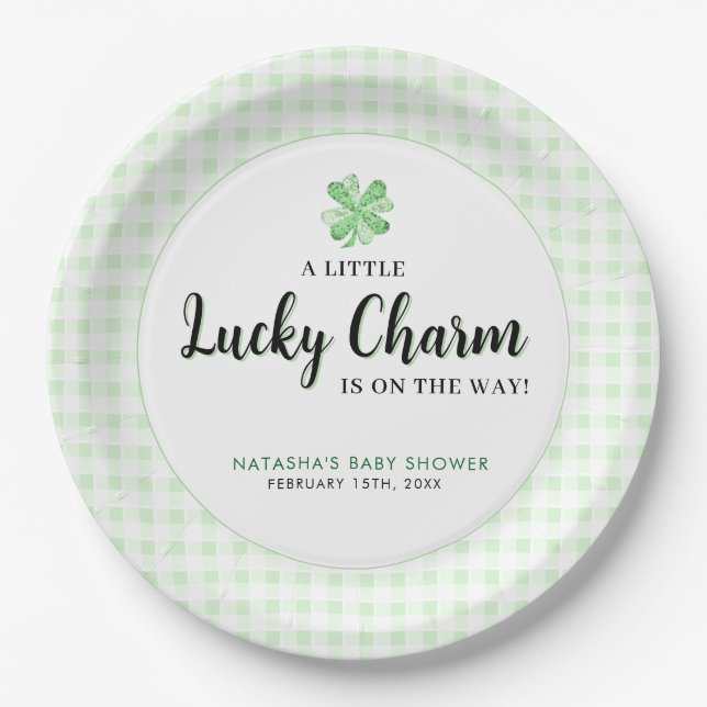 Assiettes En Carton Little Lucky Charm St Patrick's Baby shower (Devant)