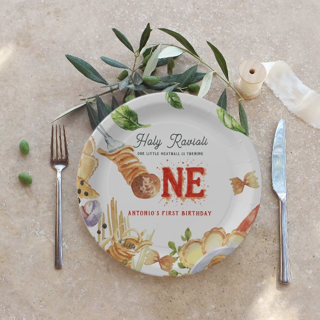 Assiettes En Carton Little Meatball | Holy Ravioli First Birthday (Créateur téléchargé)