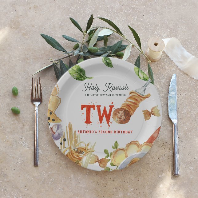 Assiettes En Carton Little Meatball | Holy Ravioli Second Birthday (Créateur téléchargé)