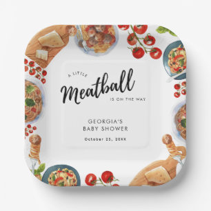Assiettes En Carton Little Meatball Italien Baby shower alimentaire