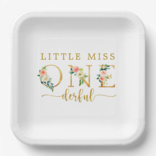 Assiettes En Carton Little Miss Onederful 1er anniversaire