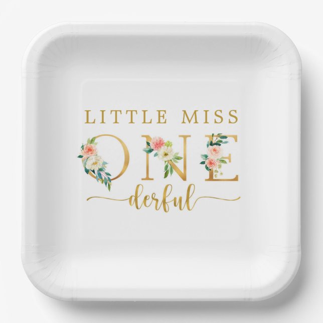 Assiettes En Carton Little Miss Onederful 1er anniversaire (Recto)