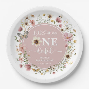 Assiettes En Carton Little Miss ONEderful Blush Fleur sauvage Annivers