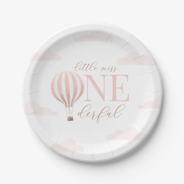 Assiettes En Carton Little Miss Onedering Hot Air Balloon Anniversaire (Devant)
