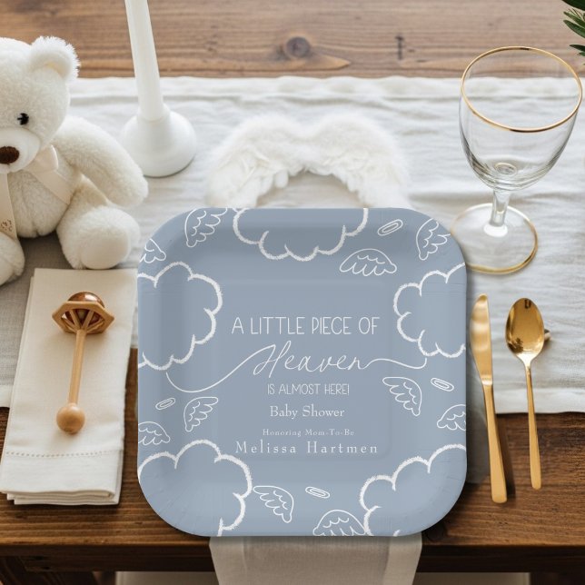 Assiettes En Carton Little Piece of Heaven Blue  (Little Piece of Heaven Blue Paper Plates)