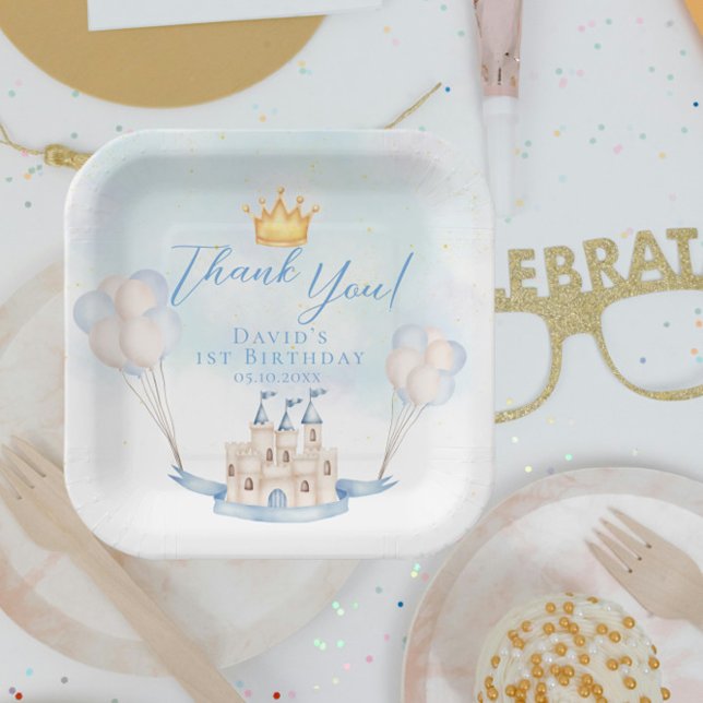 Assiettes En Carton Little Prince Fairytale Castle Crown 1er anniversa (Créateur téléchargé)