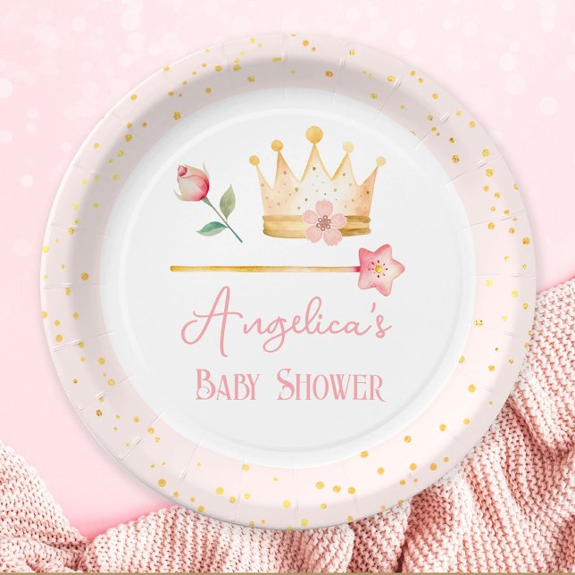 Assiettes En Carton Little Princess Pink Royal Baby shower (Créateur téléchargé)