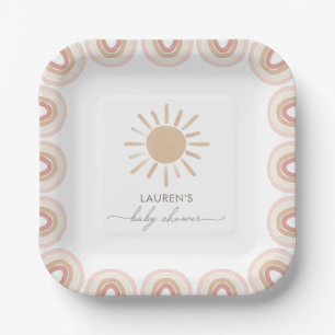 Assiettes En Carton Little Ray of Sunshine Boho Girl Baby shower