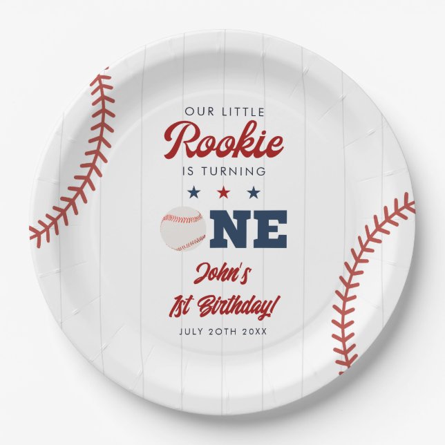 Assiettes En Carton Little Rookie Baseball 1st Birthday (Devant)