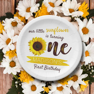 Assiettes En Carton Little Sunflower 1er anniversaire