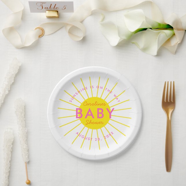 Assiettes En Carton Little Sunshine est sur le chemin Baby shower neut (Mariage)
