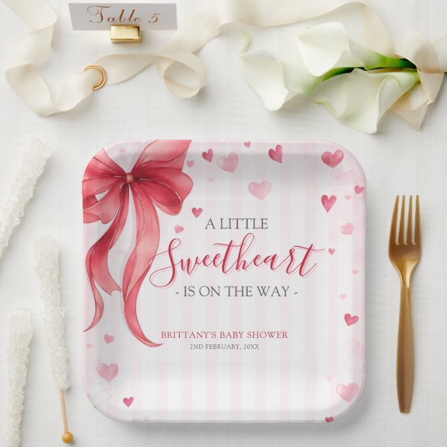 Assiettes En Carton Little Sweetheart Valentines Baby Shower  (Mariage)