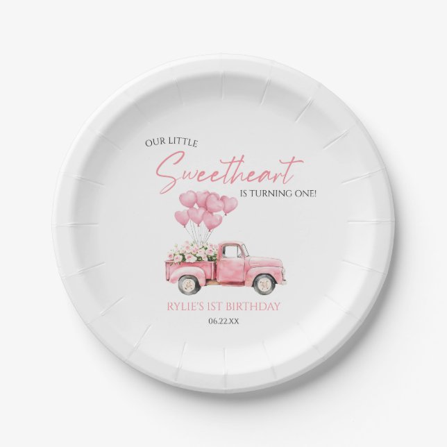Assiettes En Carton Little Sweetheart Valentine's Day Birthday Party (Devant)