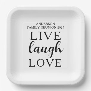 Assiettes En Carton Live Laugh Love Nom Famille établie Réunion