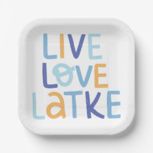 Assiettes En Carton Live Love Latke Hanoukka Design