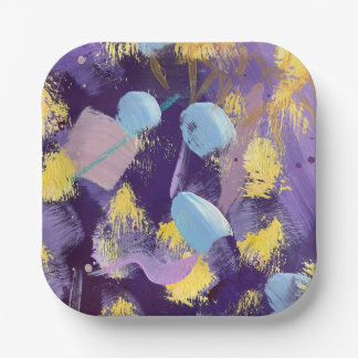 Assiettes En Carton Lively Purple and Blue Abstract Art