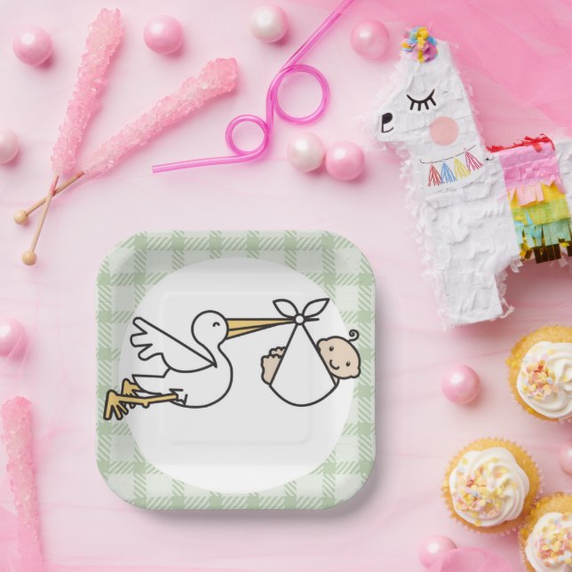 Assiettes En Carton Livraison de bébé Stork (Fête)